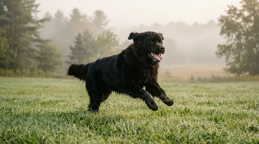 Newfoundland running across lawn | Ground Stakes & Anchors Newfoundland running across lawn