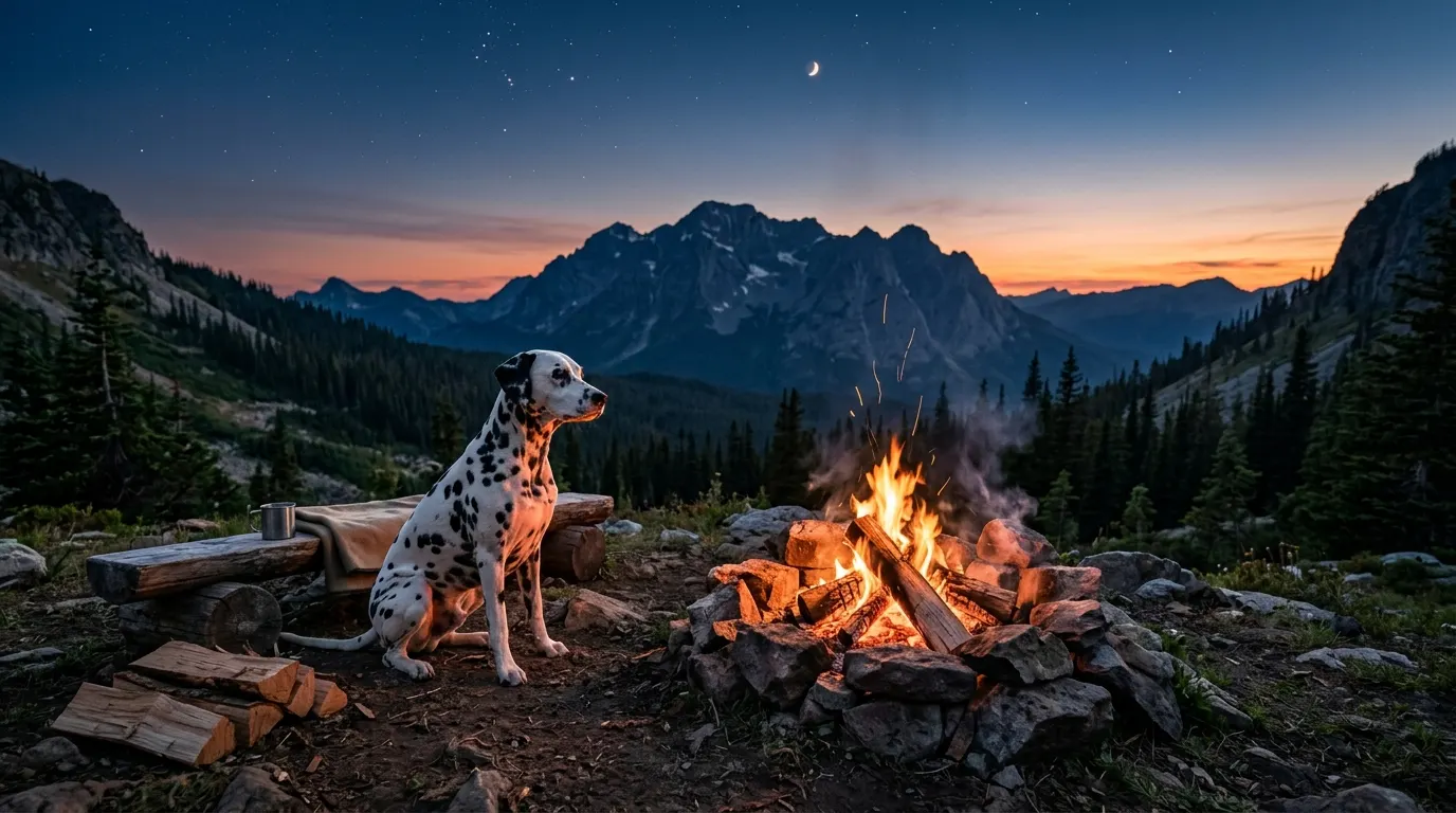 Dalmatian sitting by campfire | Health-Specific & Prescription Diets Dalmatian sitting by campfire — Health-Specific & Prescription Diets