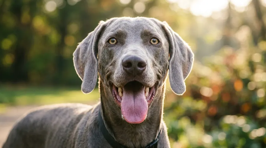 Weimaraner dog panting happily | Health-Specific & Prescription Diets Weimaraner dog panting happily