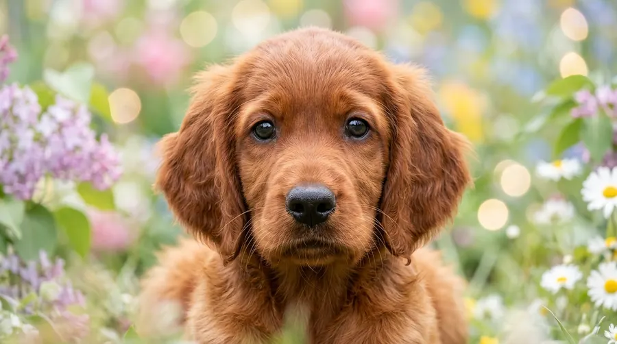 Irish Setter puppy looking forward