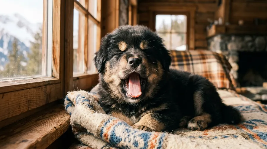 Puppy yawning by window | Hiking Backpacks & Travel Strollers Puppy yawning by window
