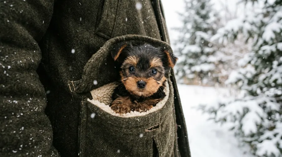 Yorkshire Terrier puppy in pocket