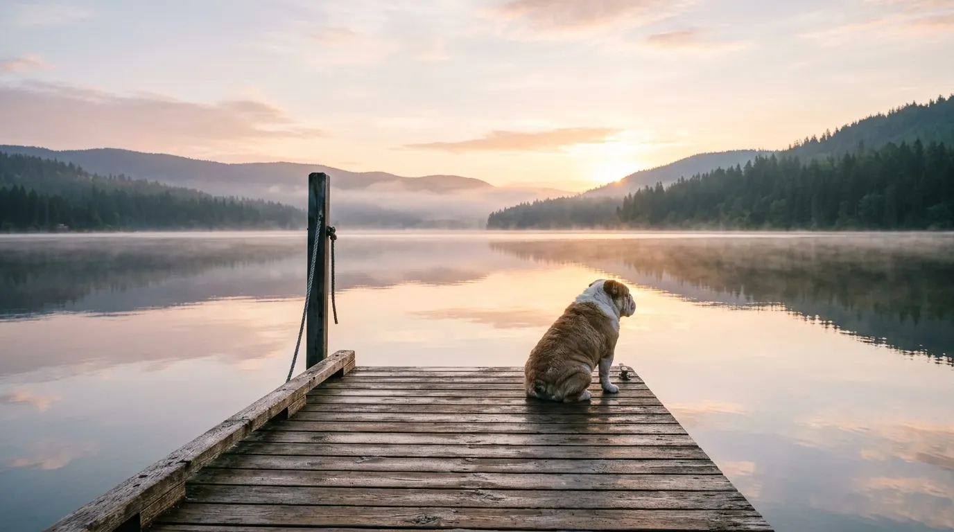 English Bulldog sitting on dock | Joint & Mobility Supplements English Bulldog sitting on dock — Joint & Mobility Supplements