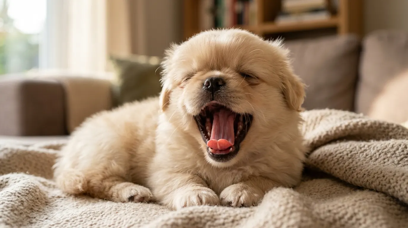 Pekingese puppy yawning — Leashes & Long-Lines