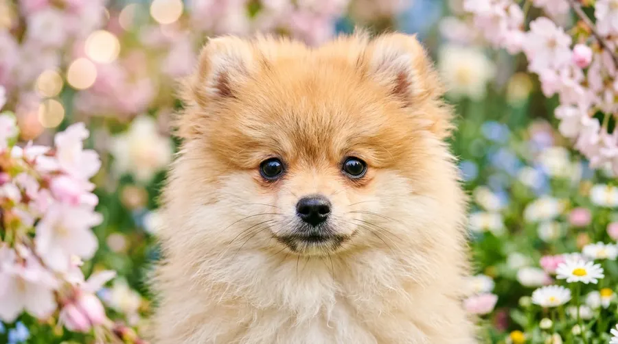 Pomeranian puppy looking at camera | Leashes & Long-Lines Pomeranian puppy looking at camera