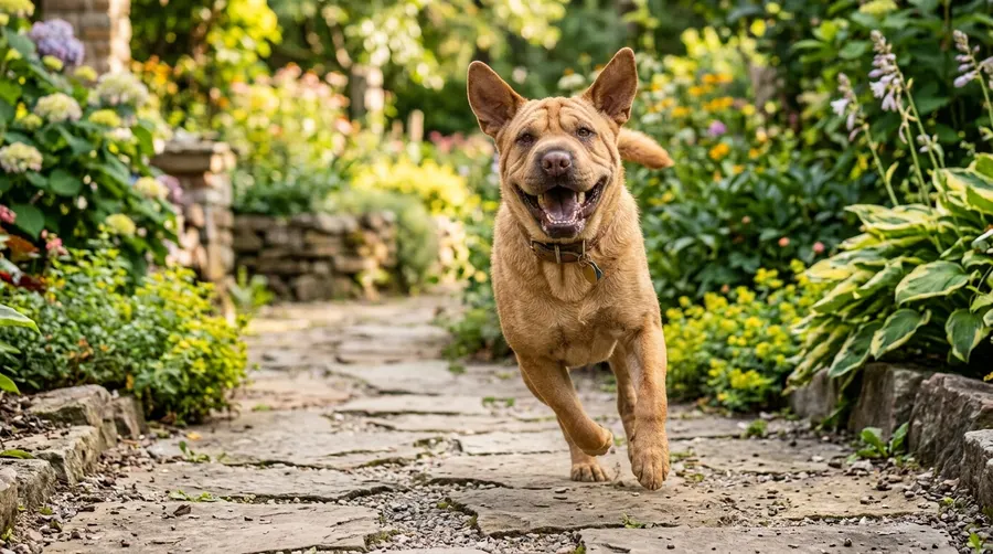 Shar Pei running on path | No-Pull & Ergonomic Harnesses Shar Pei running on path
