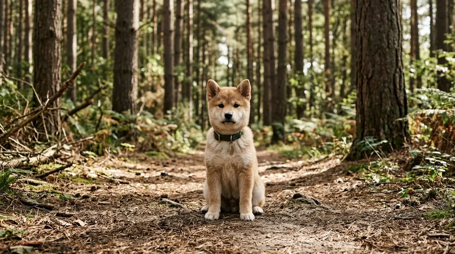 Shiba Inu sitting on path | No-Pull & Ergonomic Harnesses Shiba Inu sitting on path