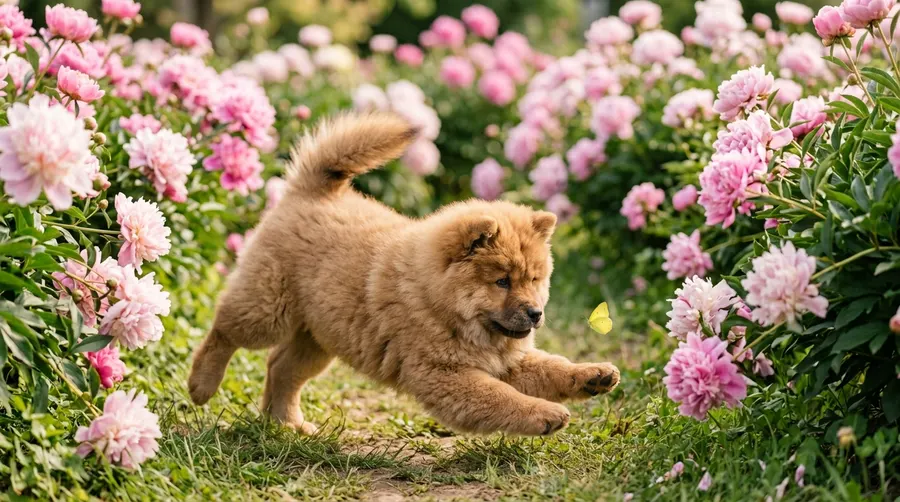 Chow Chow puppy pouncing butterfly | Oral Chews & Topical Preventatives Chow Chow puppy pouncing butterfly
