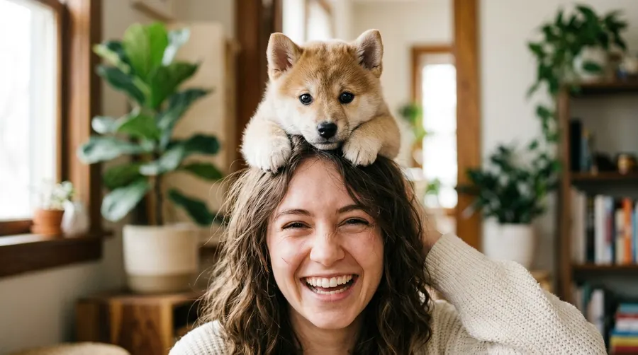 Puppy resting on head