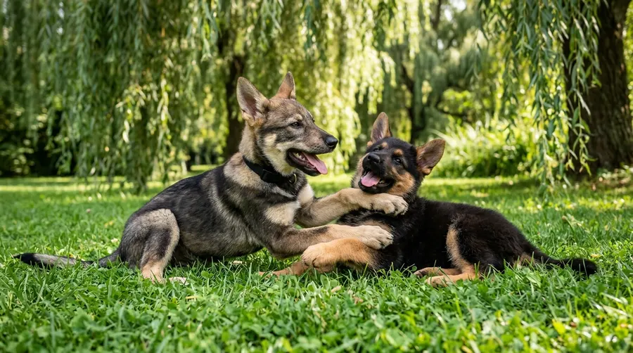 Puppies wrestling on lawn | Outdoor Dog Houses Puppies wrestling on lawn
