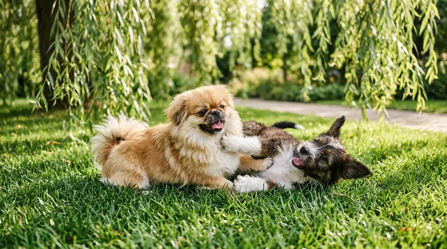 Puppies wrestling on lawn | Outdoor Dog Houses Puppies wrestling on lawn
