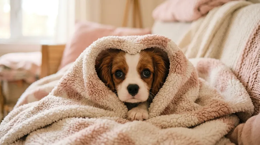Puppy peeking through blanket | Pet Cameras Puppy peeking through blanket