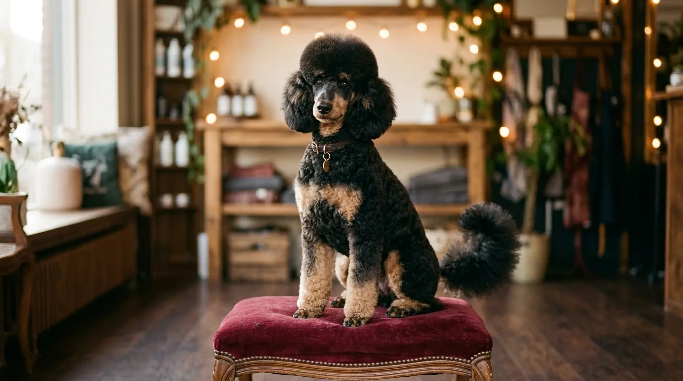 Phantom Poodle sitting on stool | Pet Loss Grief Phantom Poodle sitting on stool — Pet Loss Grief