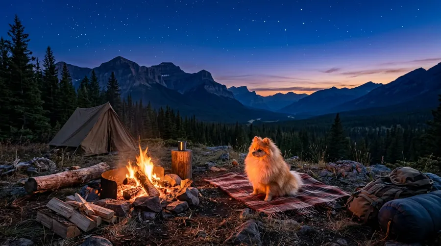 Pomeranian sitting beside campfire | Pet Loss Grief Pomeranian sitting beside campfire