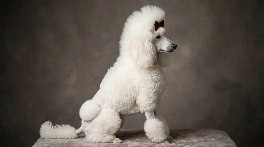 Standard White Poodle portrait | Premise & Environmental Control Standard White Poodle portrait