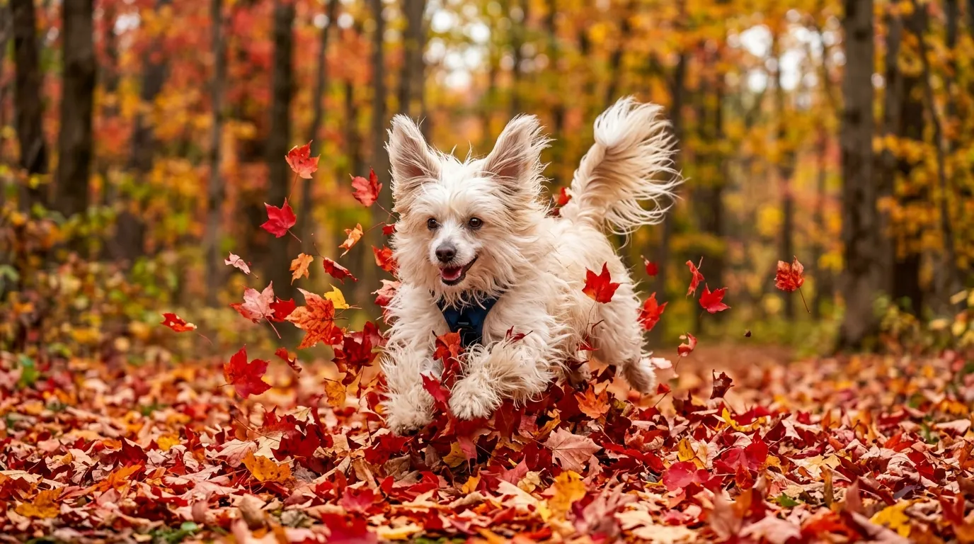 Dog pouncing on leaves | Protective Paw Boots Dog pouncing on leaves — Protective Paw Boots