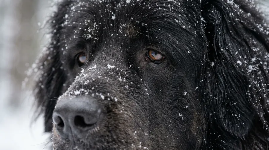 Mastiff with snowflakes on fur | Protective Paw Boots Mastiff with snowflakes on fur