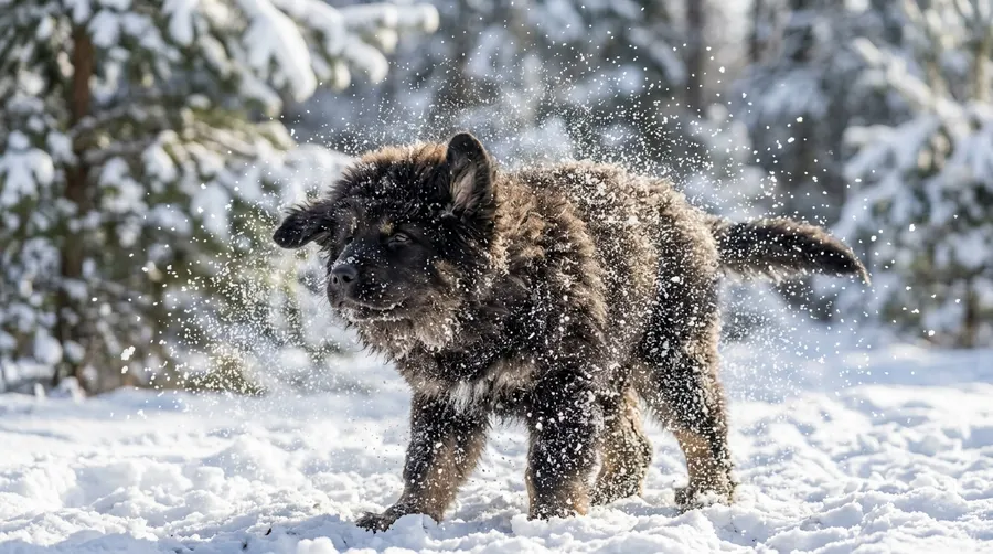 Puppy shaking off snow | Protective Paw Boots Puppy shaking off snow