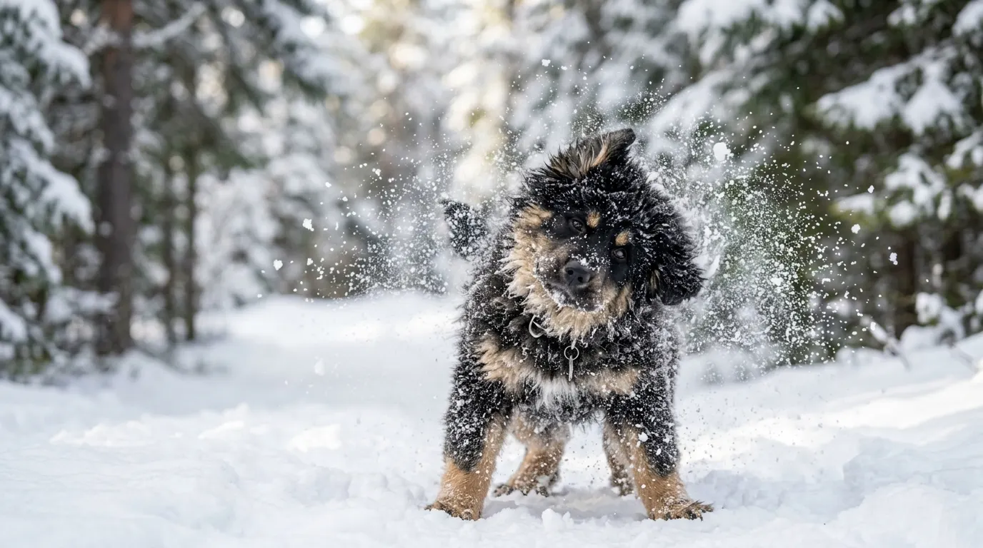 Puppy shaking off snow | Protective Paw Boots Puppy shaking off snow — Protective Paw Boots