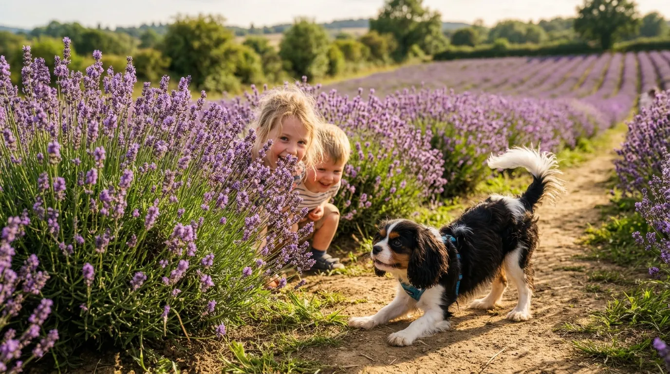 Siblings and puppy playing outdoors — Puzzles & Mental Enrichment