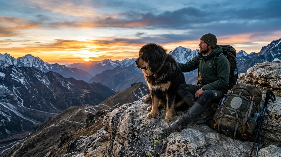 Hiker and dog watching sunset | Quality of Life & Euthanasia Hiker and dog watching sunset