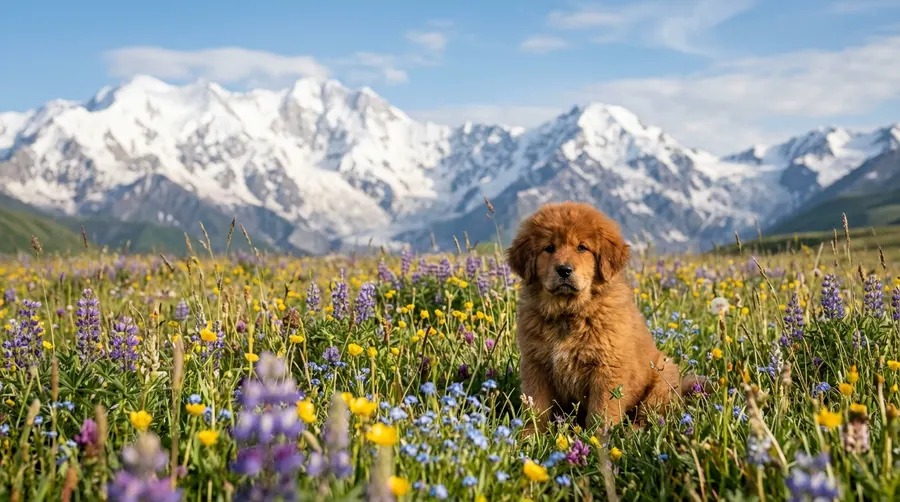 Puppy sitting in flower meadow | Quality of Life & Euthanasia Puppy sitting in flower meadow