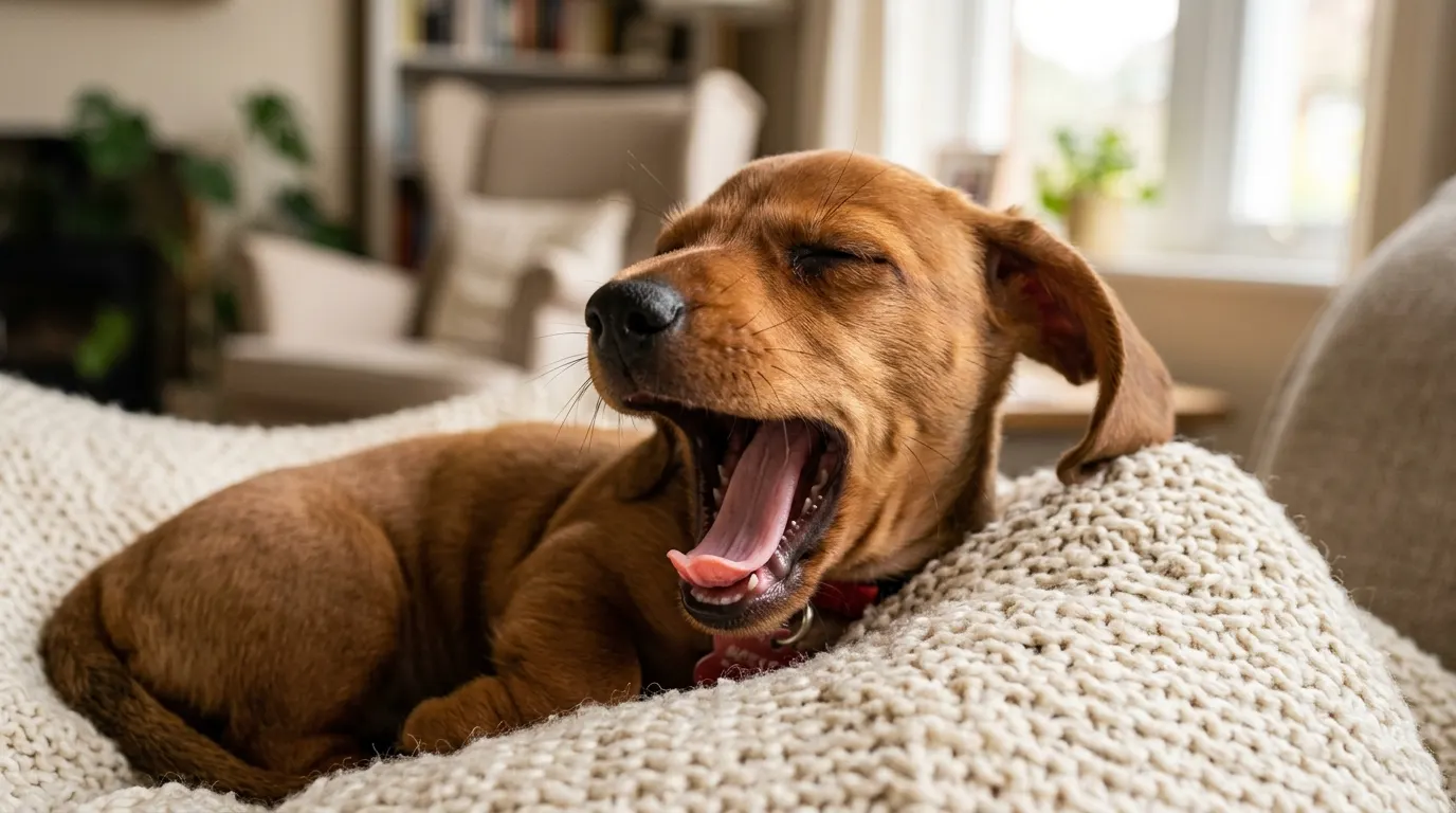 Puppy yawning widely — Safety Gates & Barriers