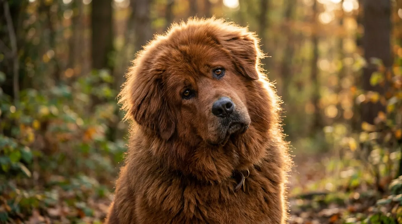 Red Tibetan Mastiff tilting head — Safety Gates & Barriers