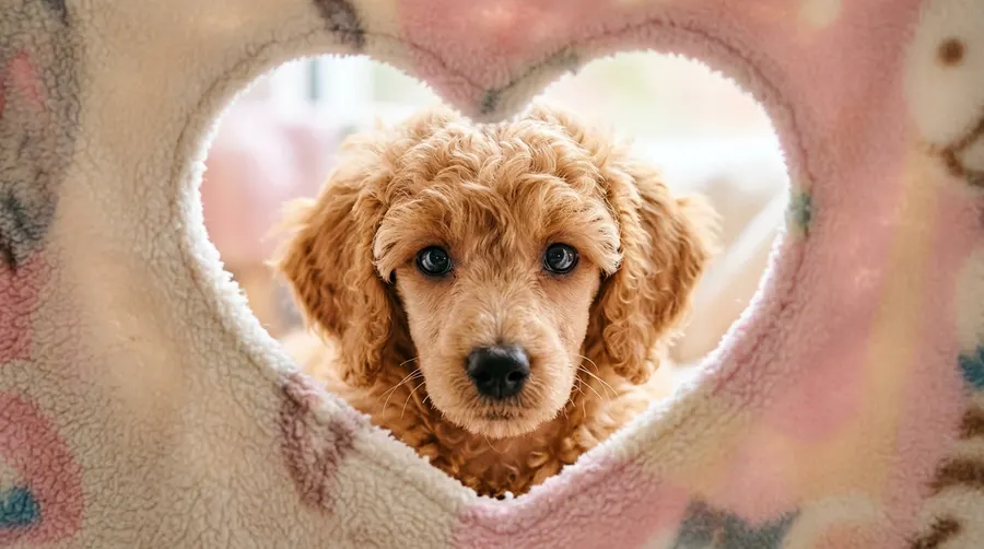 Standard Poodle puppy peeking