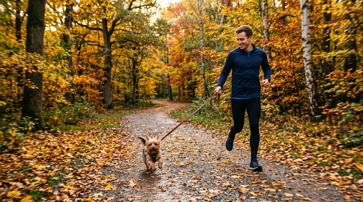 Man jogging with dog | Safety & Law Man jogging with dog — Safety & Law