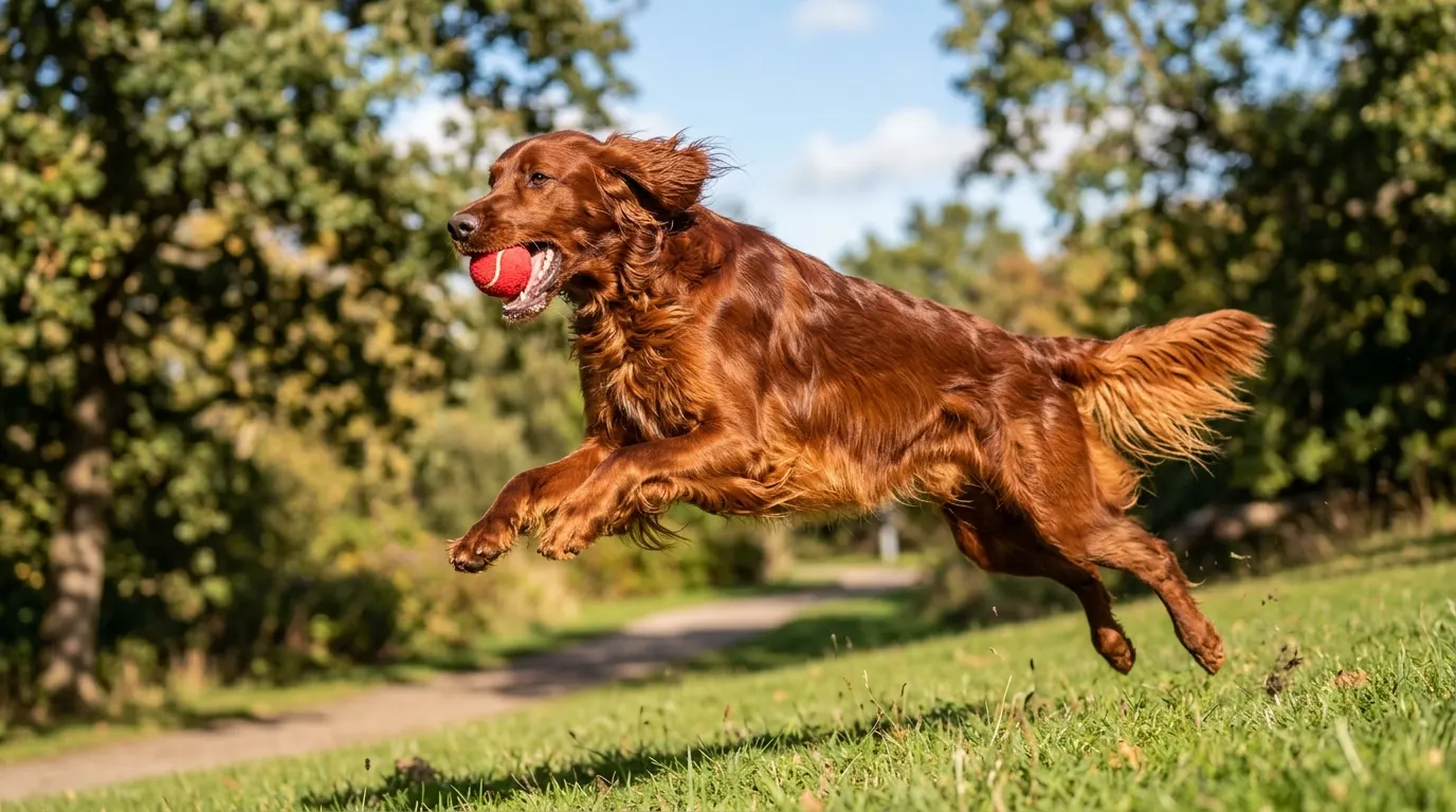 Irish Setter catching tennis ball | Toys Irish Setter catching tennis ball — Toys