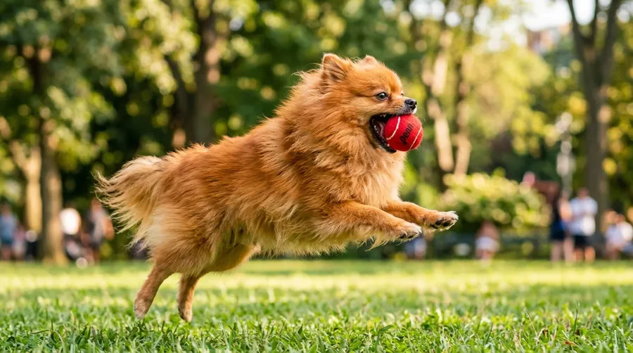 Pomeranian catching tennis ball | Toys Pomeranian catching tennis ball