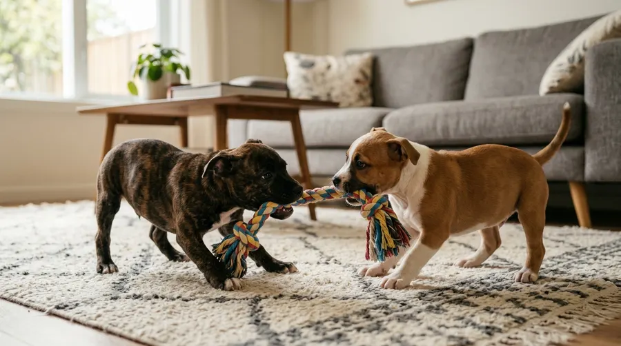 Puppies playing tug-of-war | Toys Puppies playing tug-of-war