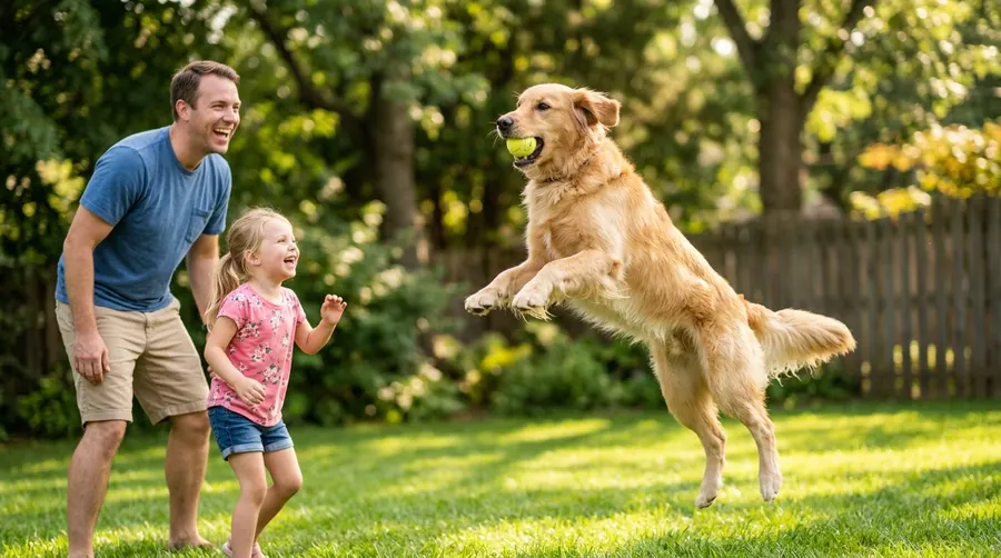 Father and daughter playing fetch | Treat Dispensing & AI Detection Father and daughter playing fetch
