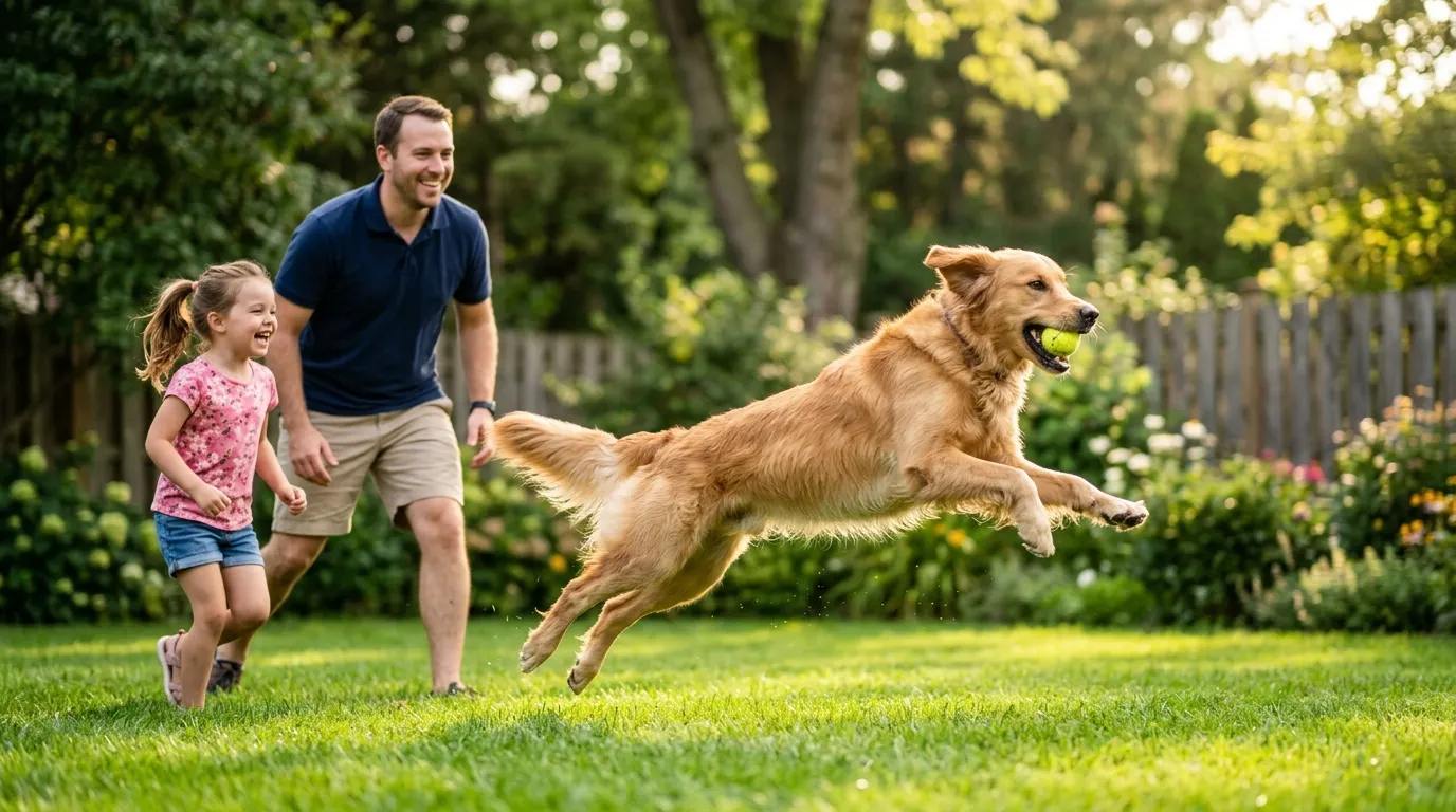 Father and daughter playing fetch | Treat Dispensing & AI Detection Father and daughter playing fetch — Treat Dispensing & AI Detection