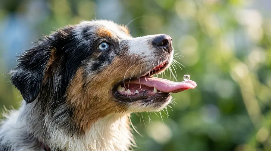 Dog catching water drop | Treats Dog catching water drop