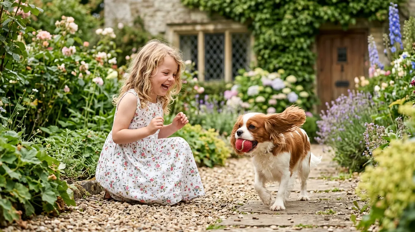 Girl playing fetch with dog | Trolleys & Cables Girl playing fetch with dog — Trolleys & Cables
