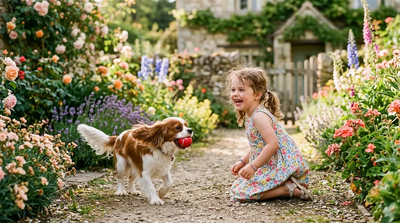 Girl playing fetch with dog — Trolleys & Cables