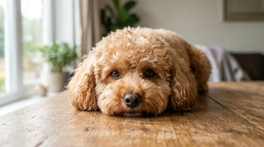 Miniature Poodle resting chin | Veterinary Triage & Symptom Evaluation Miniature Poodle resting chin