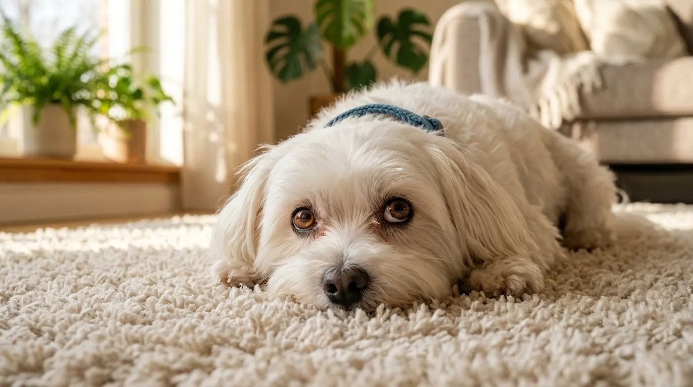 Maltese resting on carpet — Waterproof & Heavy-Duty Beds