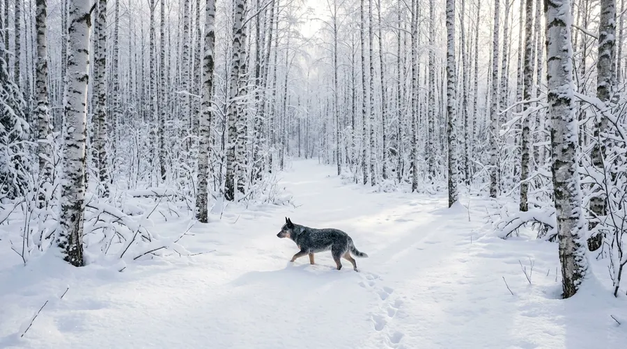 Cattle dog walking in snow | Winter Coats & Rainwear Cattle dog walking in snow