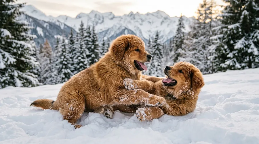 Puppies wrestling in snow | Winter Coats & Rainwear Puppies wrestling in snow