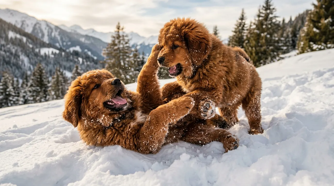 Puppies wrestling in snow | Winter Coats & Rainwear Puppies wrestling in snow — Winter Coats & Rainwear
