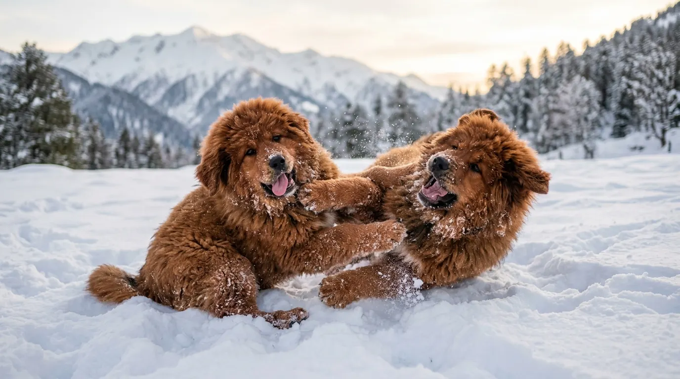 Puppies wrestling in snow | Winter Coats & Rainwear Puppies wrestling in snow — Winter Coats & Rainwear